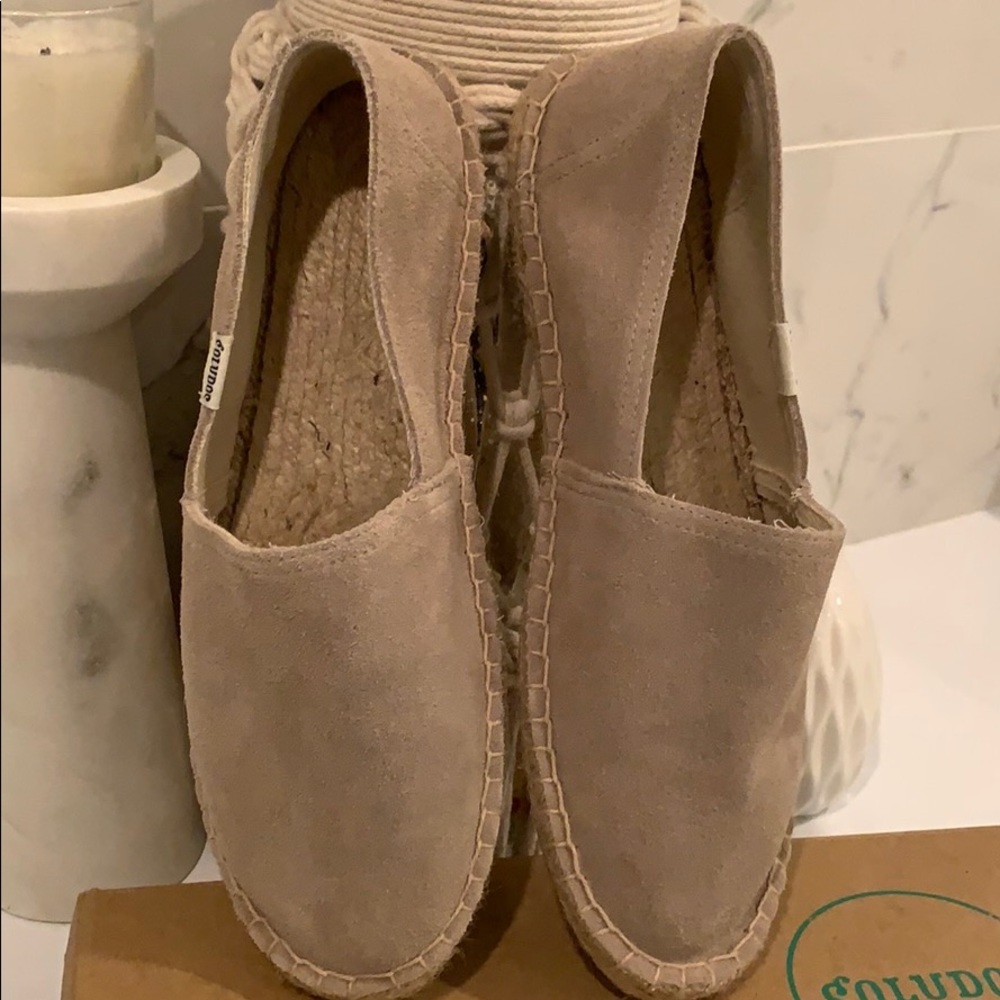 Soludos “sand colored” suede espadrille US 8